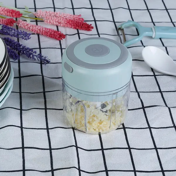 Garlic chopper in use
