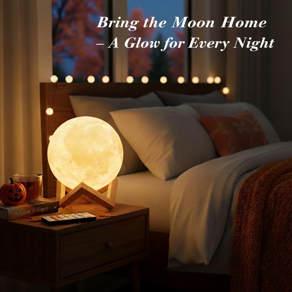 Moon night light bedside display