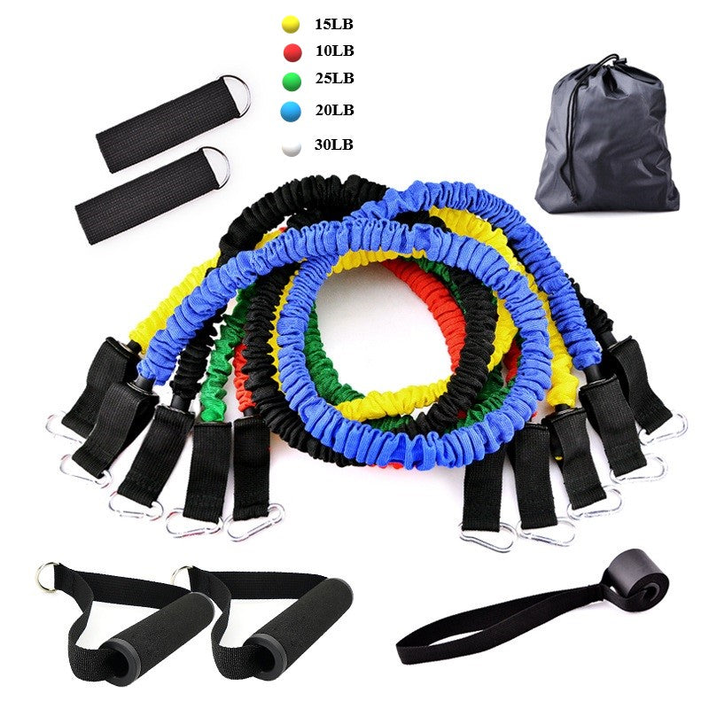 Resistance bands in use for a workout