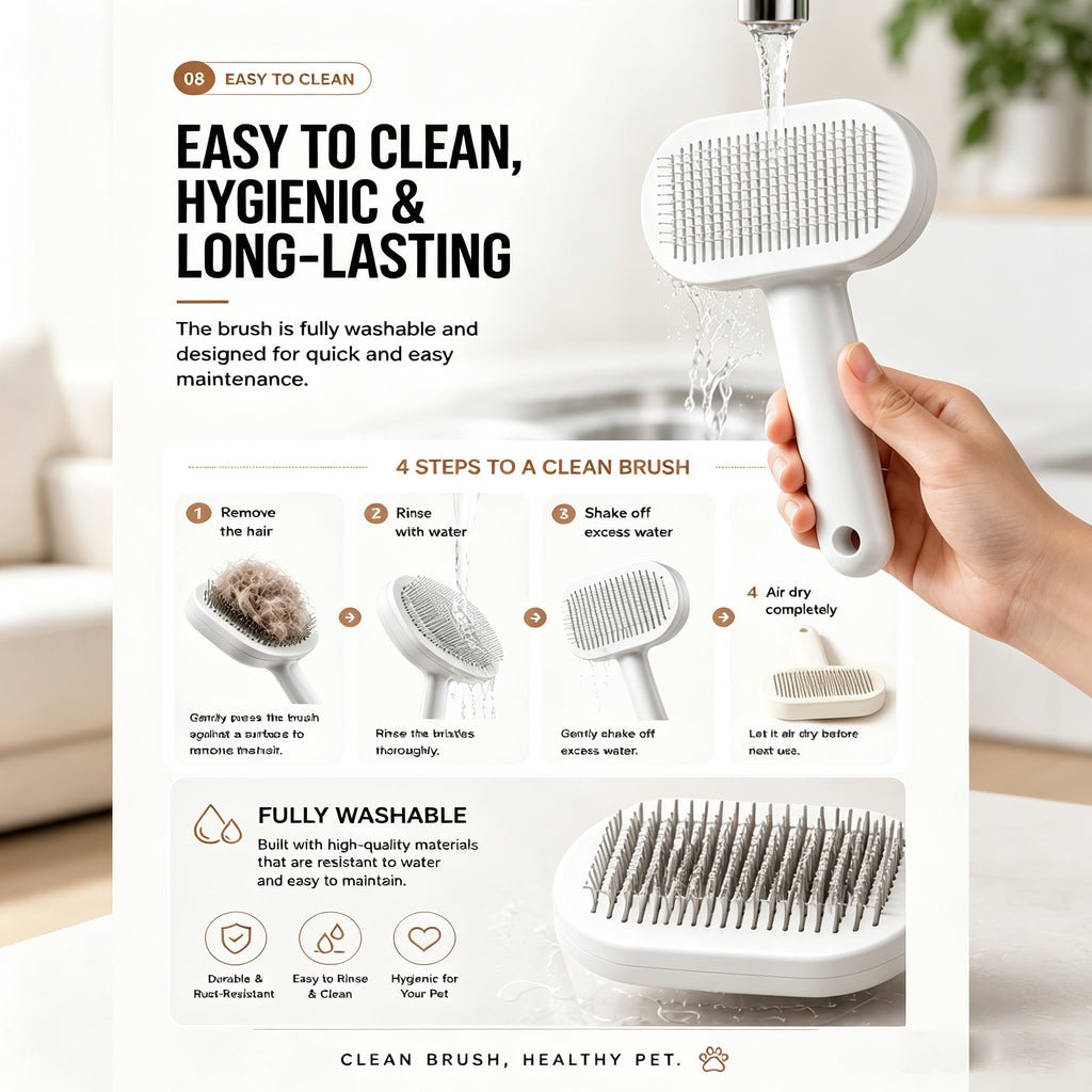 Self-cleaning pet slicker brush
