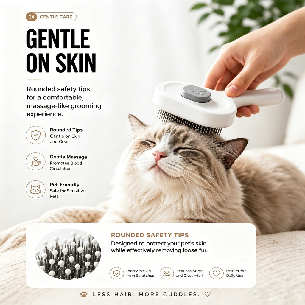 Pet brush one-click release
