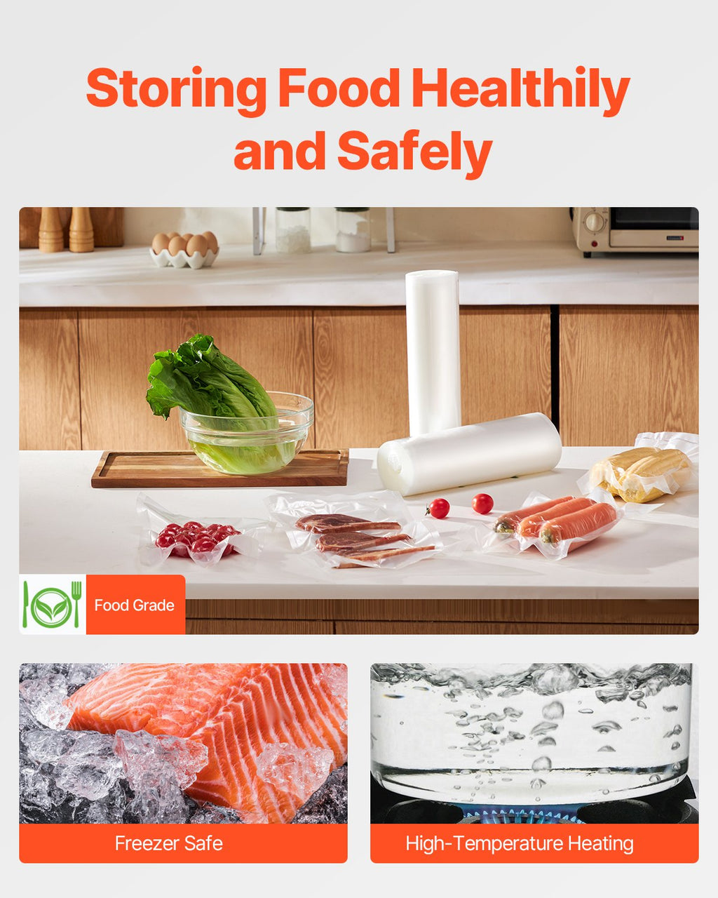 Two rolls of vacuum sealer bags