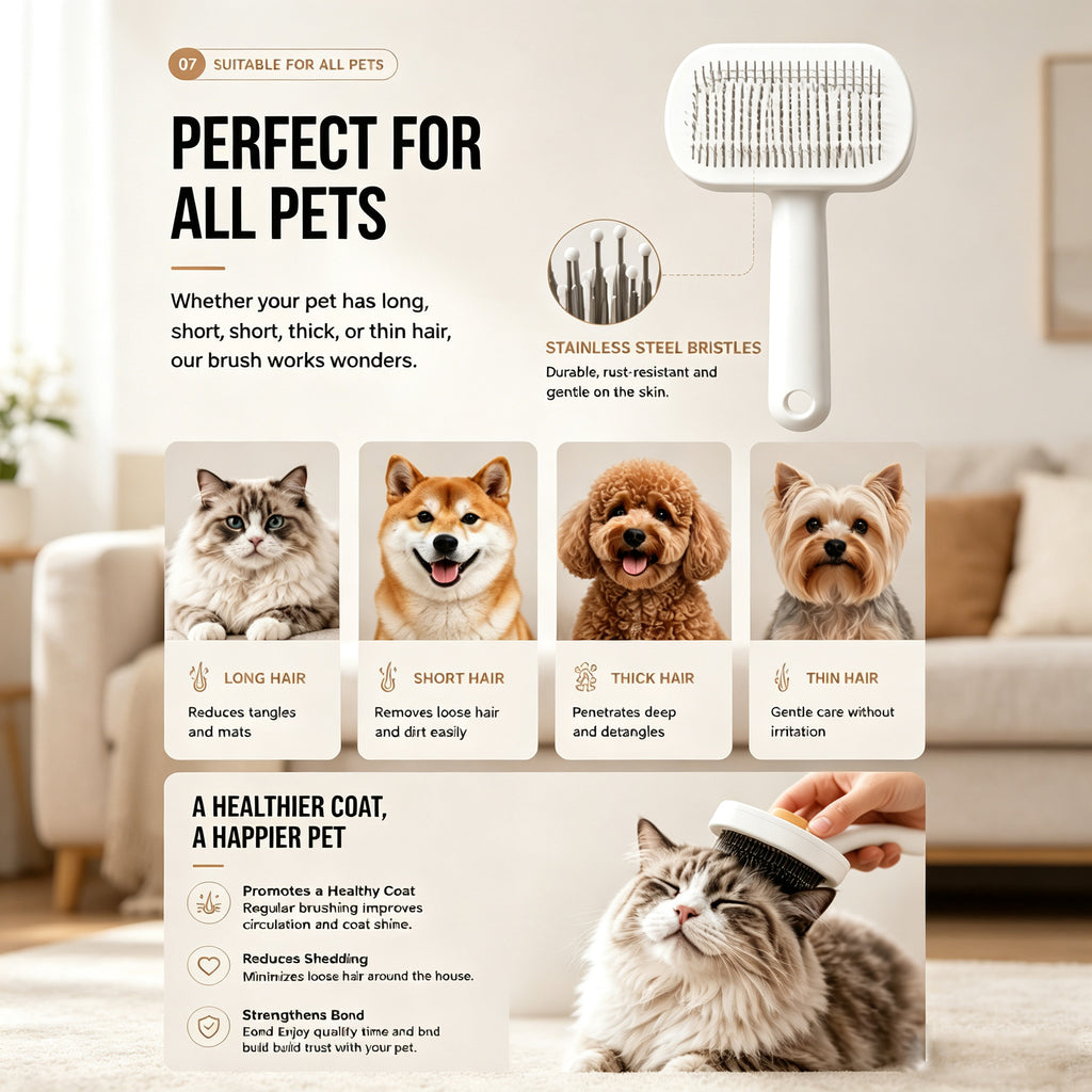 Pet brush being used on a cat